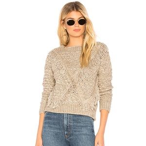 Majorelle Cable Knit Fringe Sweater